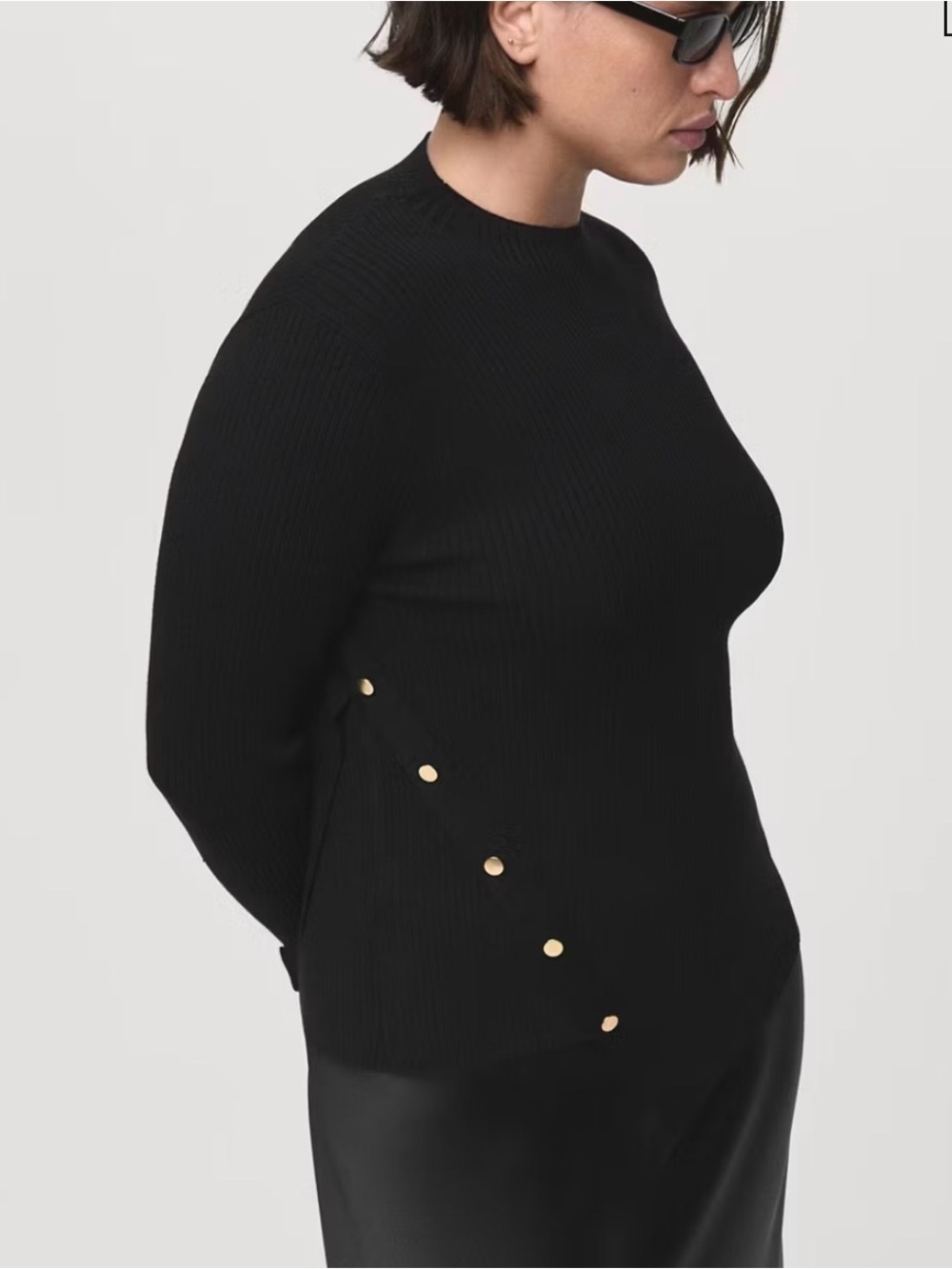 MANGO ASYMMETRICAL SWEATER WITH BUTTONS Size XL - Picture 3 of 7